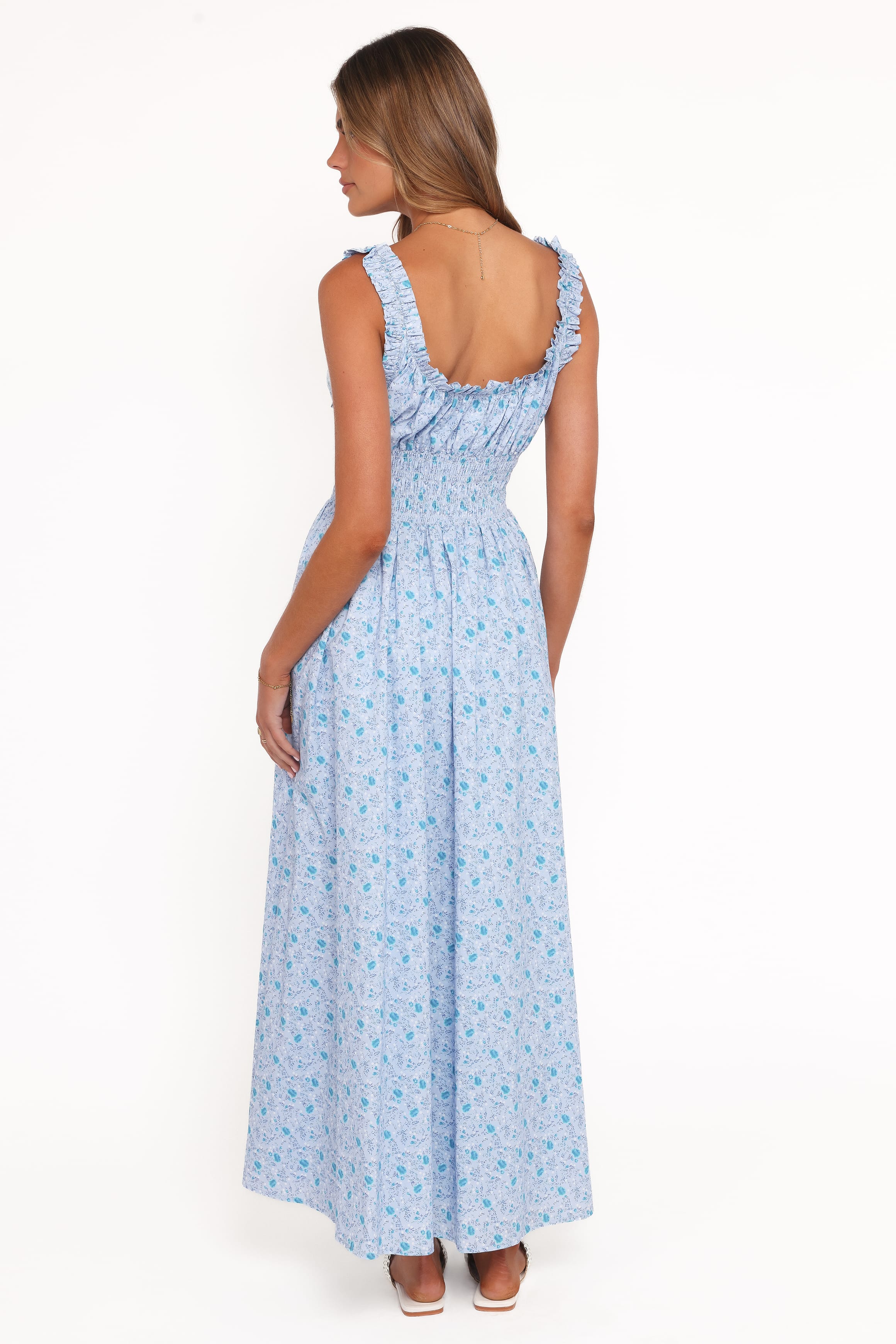 Petal and Pup USA DRESSES Marlena Midi Dress - Blue Floral