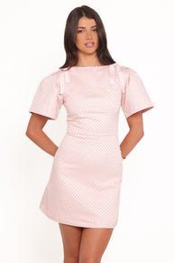 Petal and Pup USA DRESSES Marlene Mini Dress - Pink Rose Brocade