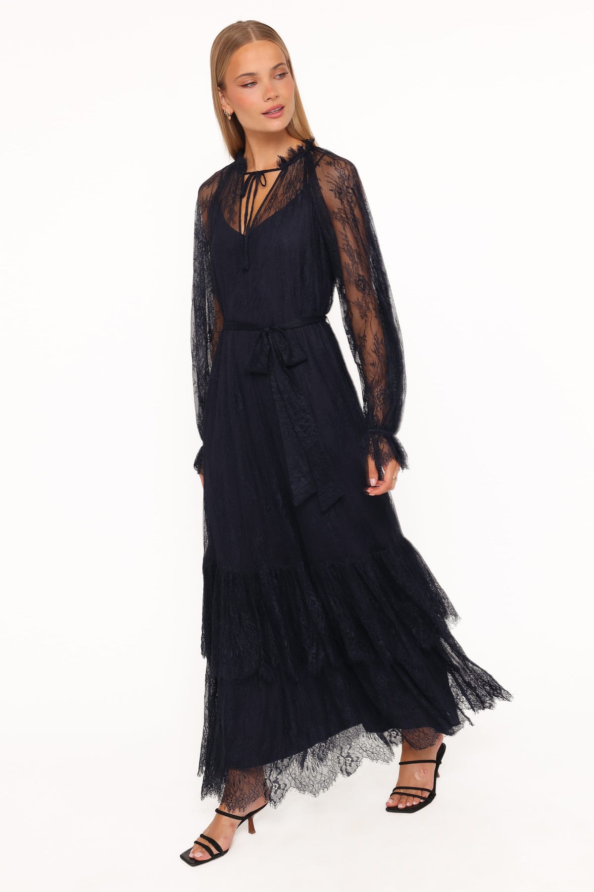 Petal and Pup USA DRESSES Marnelle Lace Maxi Dress - Midnight Navy