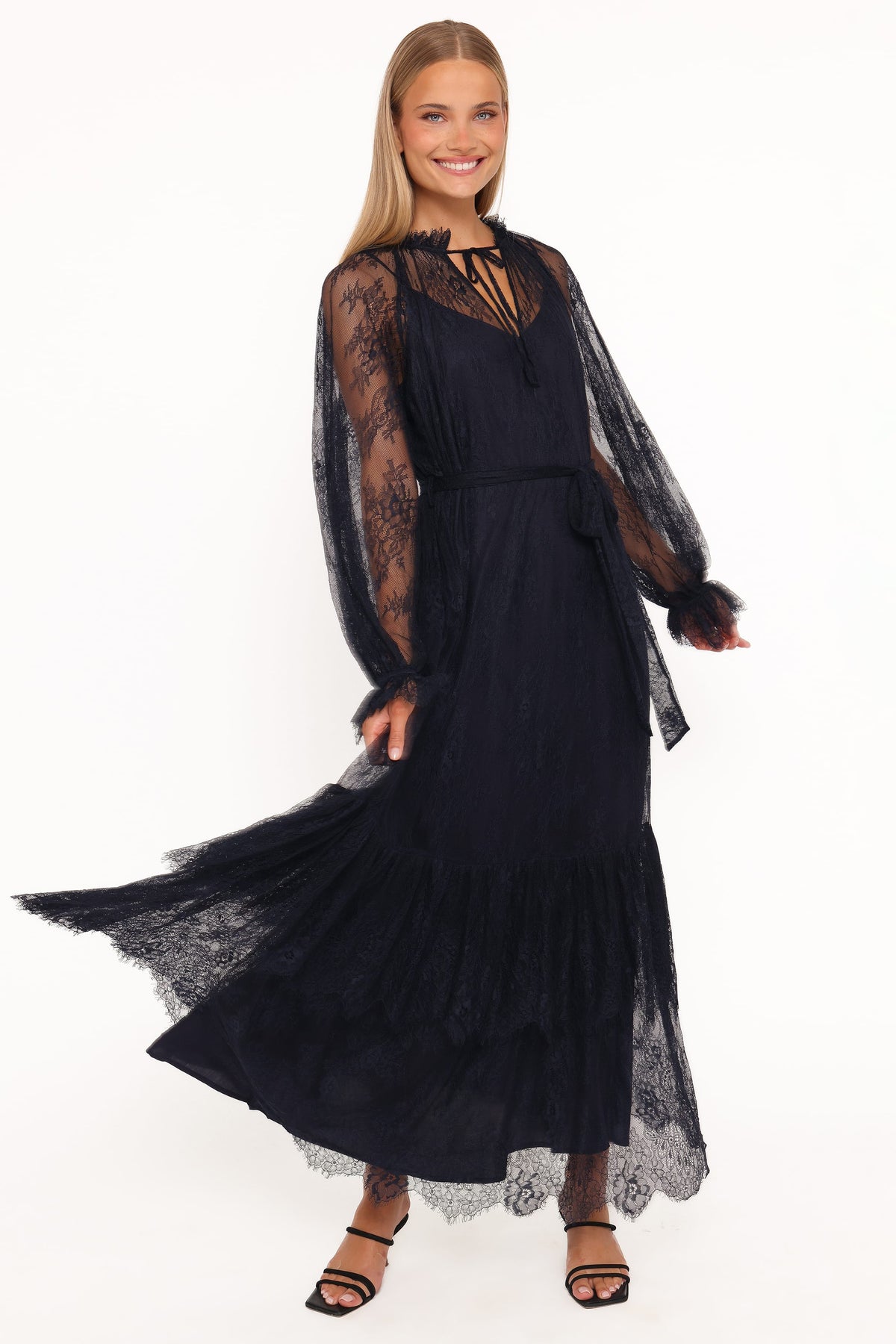 Petal and Pup USA DRESSES Marnelle Lace Maxi Dress - Midnight Navy