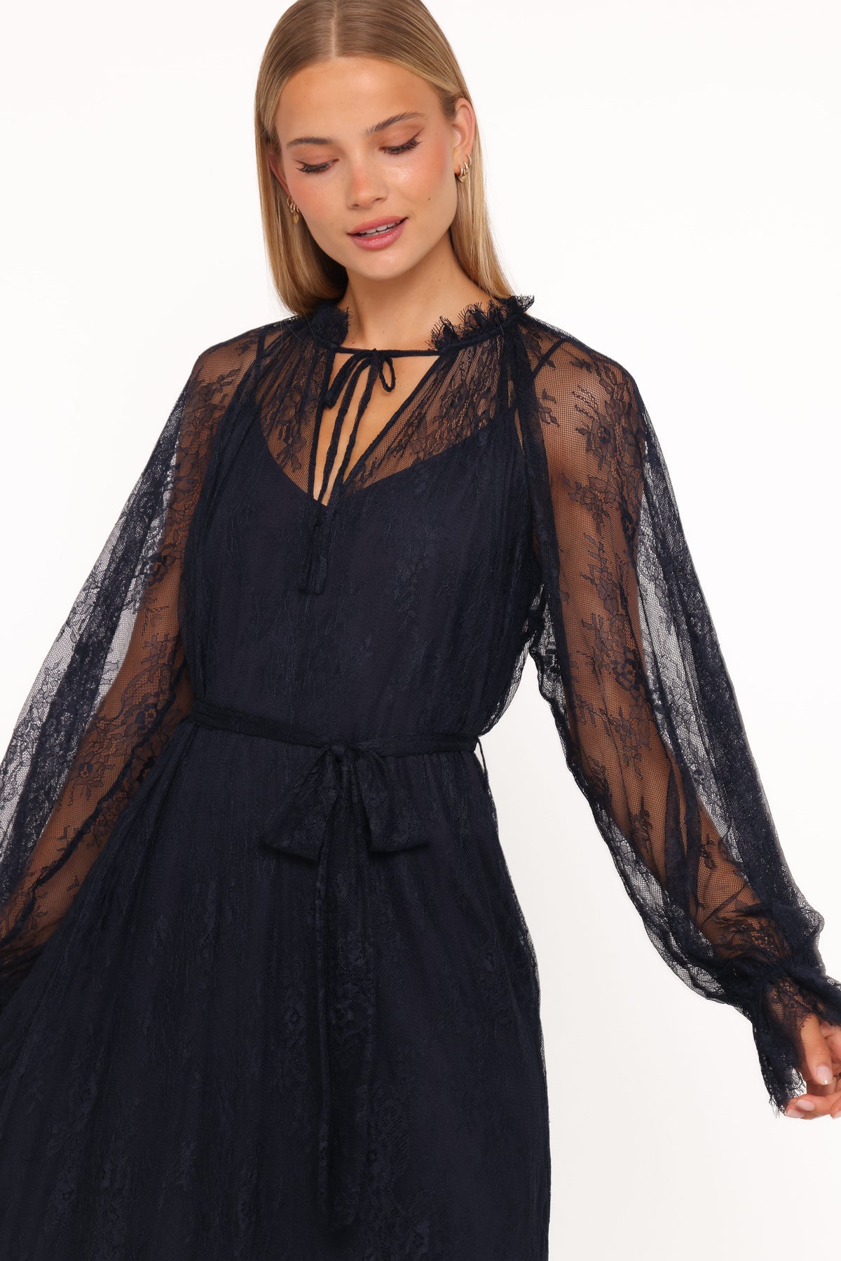 Petal and Pup USA DRESSES Marnelle Lace Maxi Dress - Midnight Navy