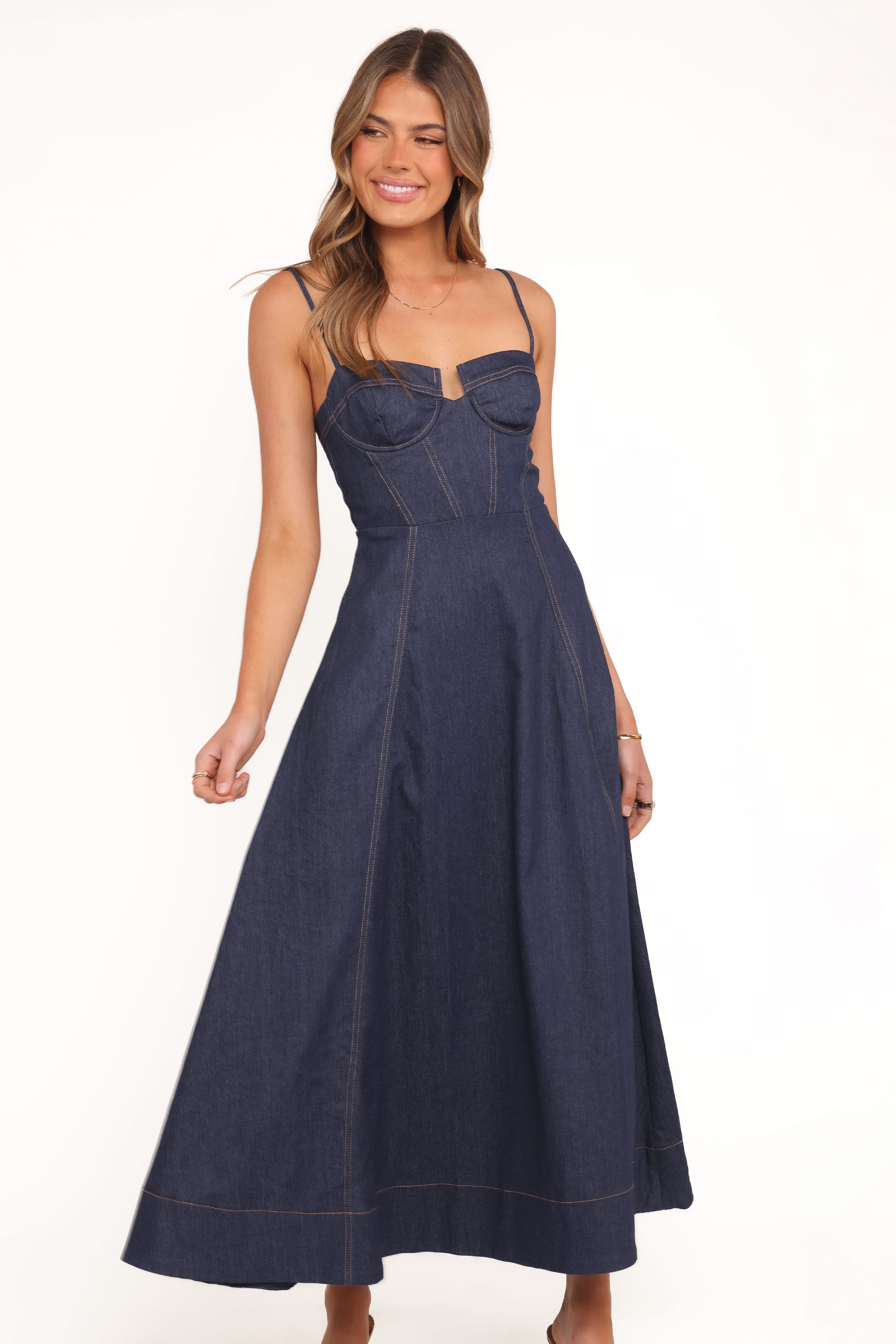 Petal and Pup USA DRESSES Marsden Denim Midi Dress - Indigo