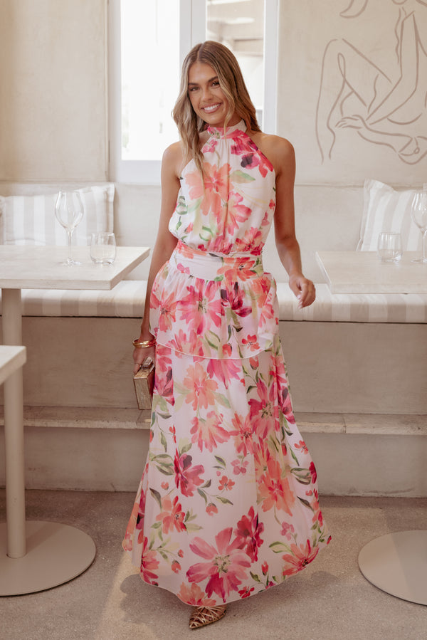 Petal and Pup USA DRESSES Martha Maxi Dress - Orange Floral