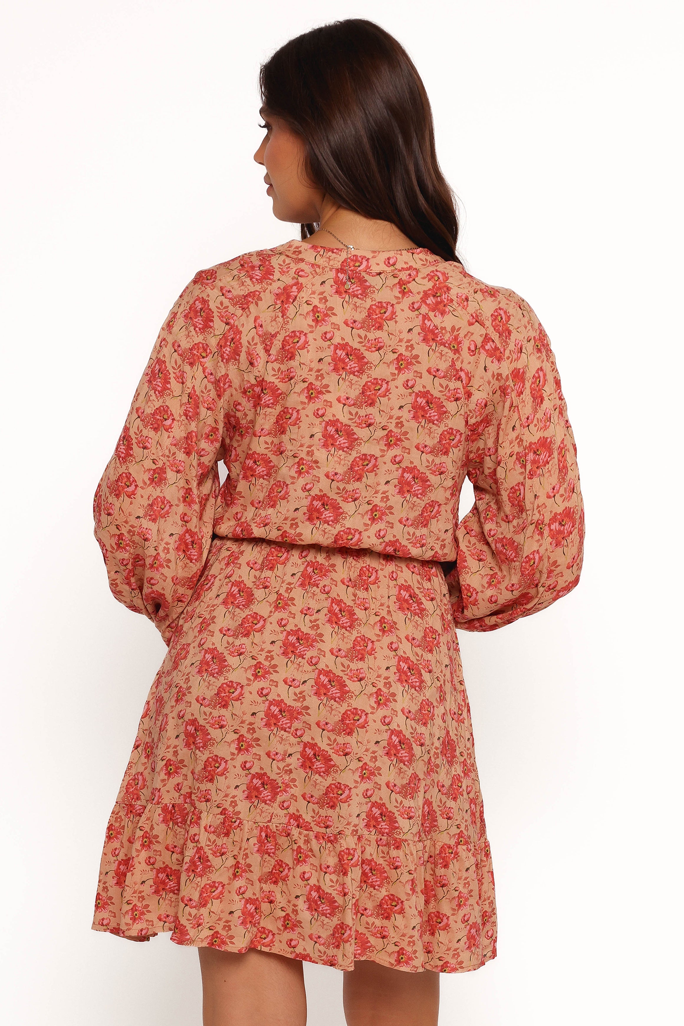 Petal and Pup USA DRESSES Marti Mini Dress - Tan Floral