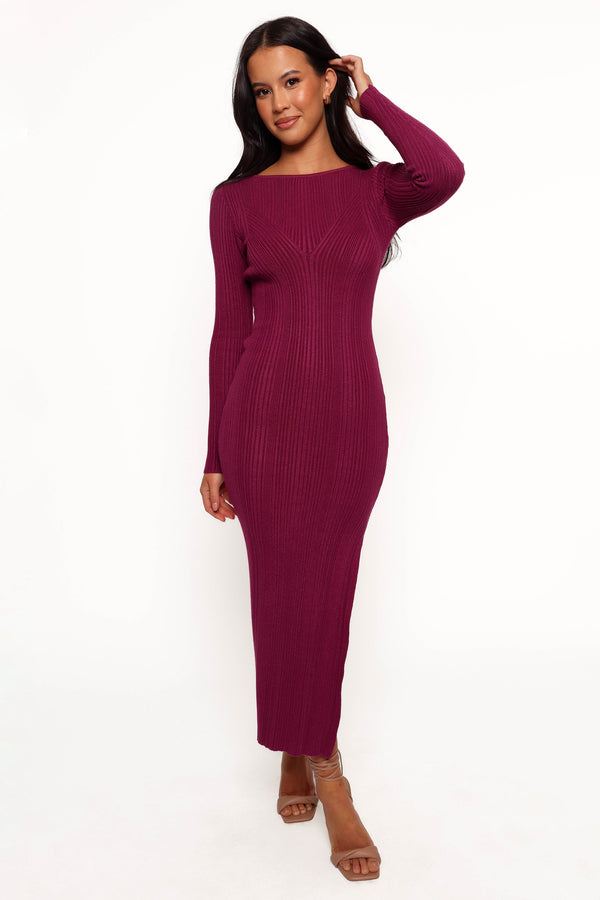 Petal and Pup USA DRESSES Mattie Long Sleeve Maxi Dress - Plum