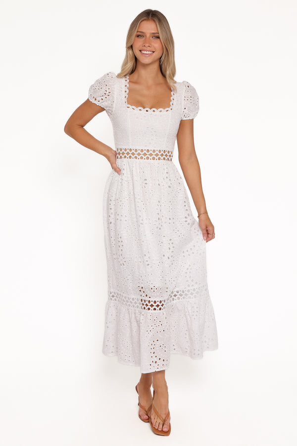 White Flowy Dresses For Graduation White Tulle Lace Long Prom Dress, White A-Line Lace Graduation Dresses shopluu White Flowy Dresses For Graduation White Tulle Lace Long Prom Dress, White A-Line Lace Graduation Dresses shopluu