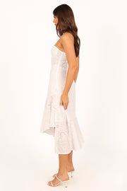 Petal and Pup USA DRESSES Melanie Strapless Midi Dress - White