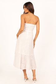 Petal and Pup USA DRESSES Melanie Strapless Midi Dress - White