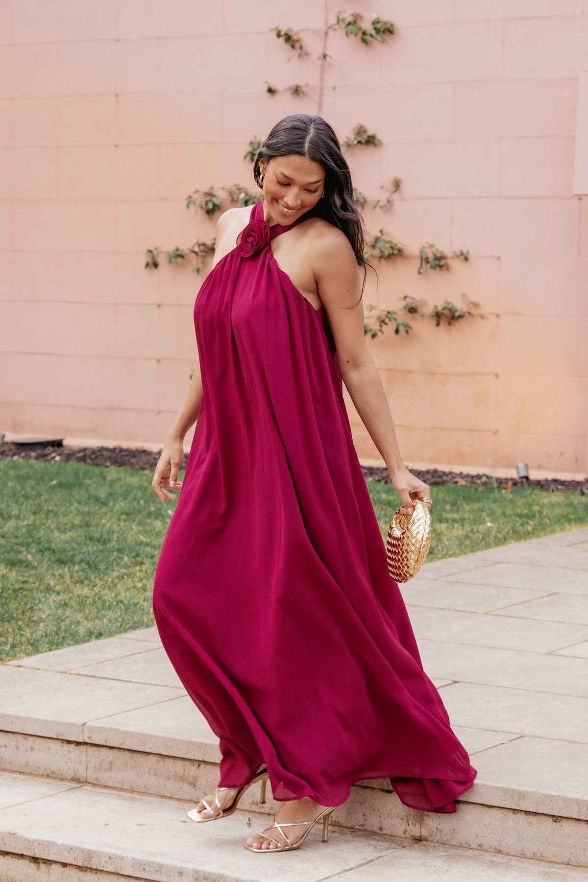 burgundy and peach dress Melba Maxi Dress - Berry