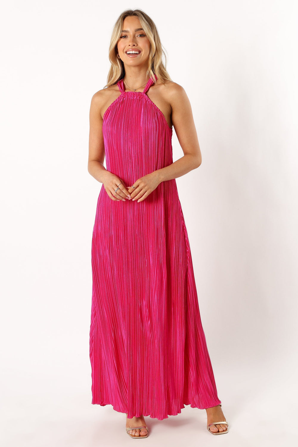Melody Plisse Halter Maxi Dress - Pink - Petal & Pup USA