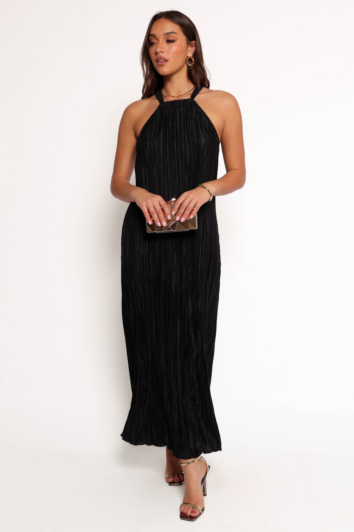 Petal and Pup Women's Melody Plisse Halter Maxi Dress