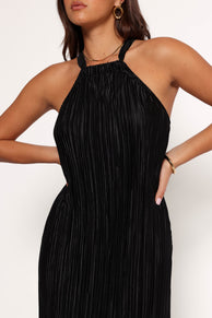 Petal and Pup USA DRESSES Melody Plisse Halter Maxi Dress - Black