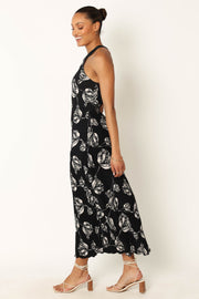 Petal and Pup USA DRESSES Melody Plisse Halter Maxi Dress - Black Floral