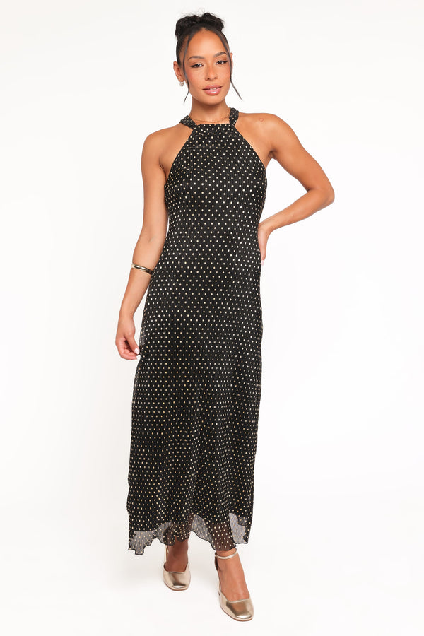 melody plisse halter maxi dress Petal and Pup Women's Melody Plisse Halter Maxi Dress