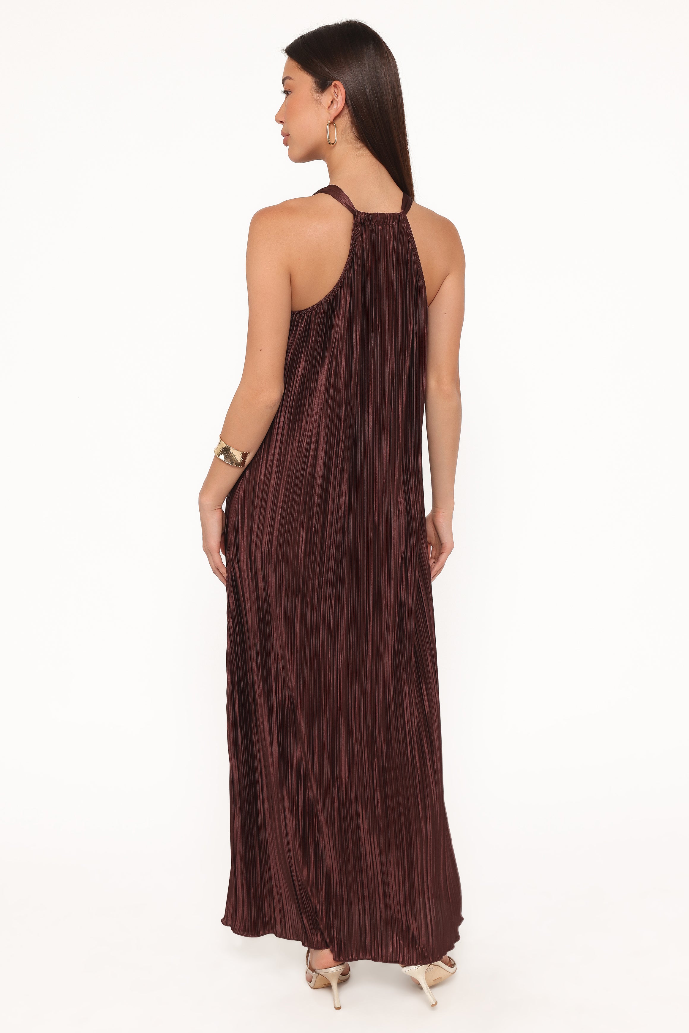 Melody Plisse Halter Maxi Dress - Brown | Petal & Pup USA Melody Plisse Halter Maxi Dress - Brown | Petal & Pup USA