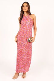 Petal and Pup USA DRESSES Melody Plisse Halter Maxi Dress - Hot Pink