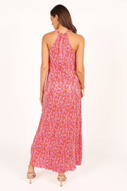 Petal and Pup USA DRESSES Melody Plisse Halter Maxi Dress - Hot Pink