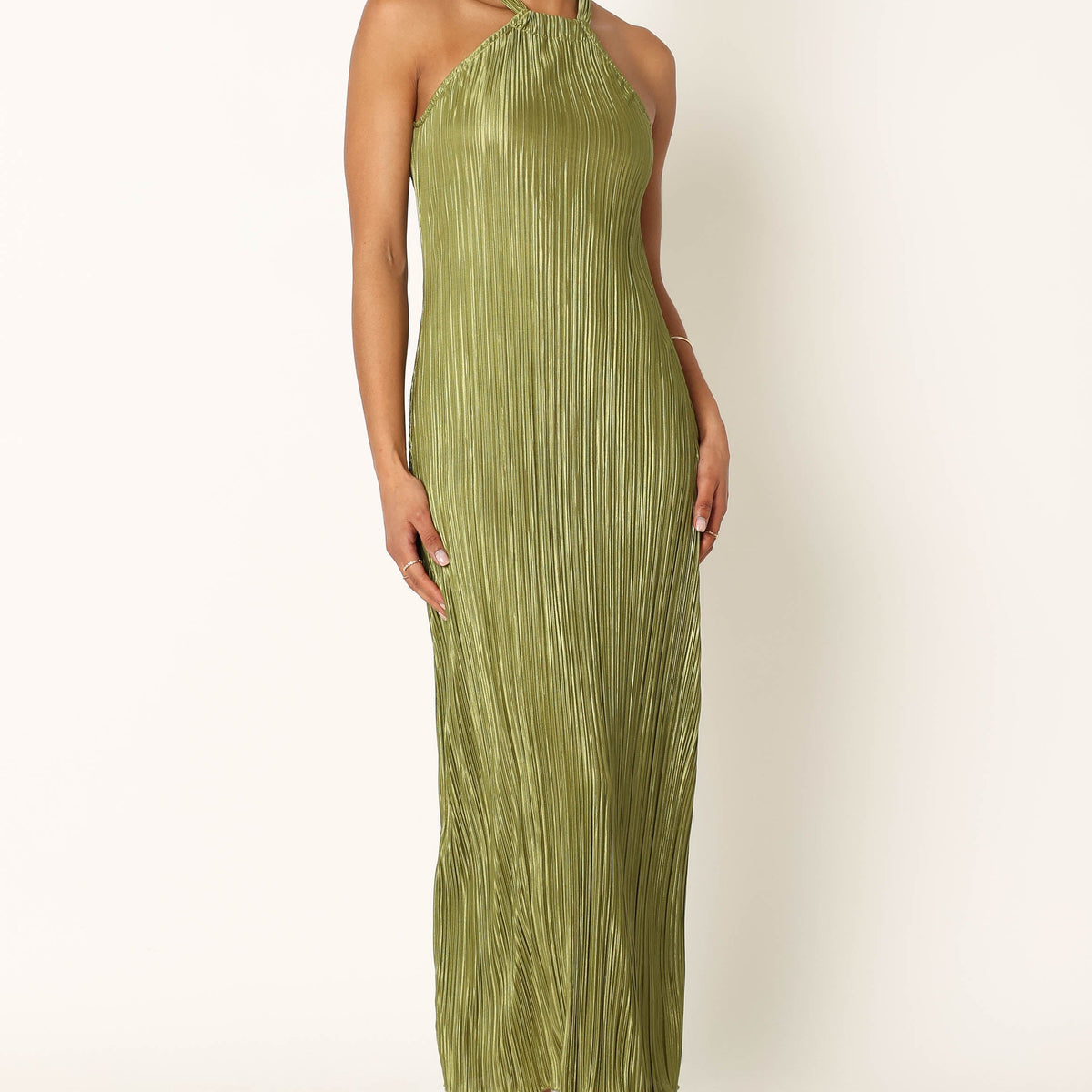 green abstract print plisse strappy maxi dress Green Abstract Print Plisse Strappy Maxi Dress