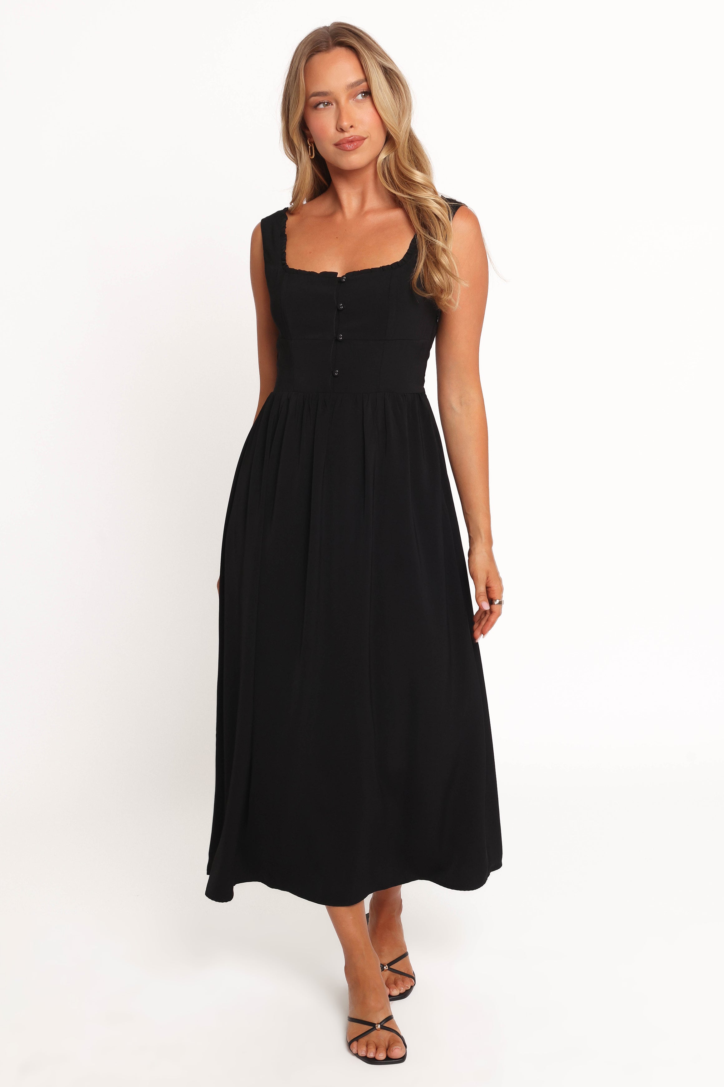 Petal and Pup USA DRESSES Melrose Midi Dress - Black