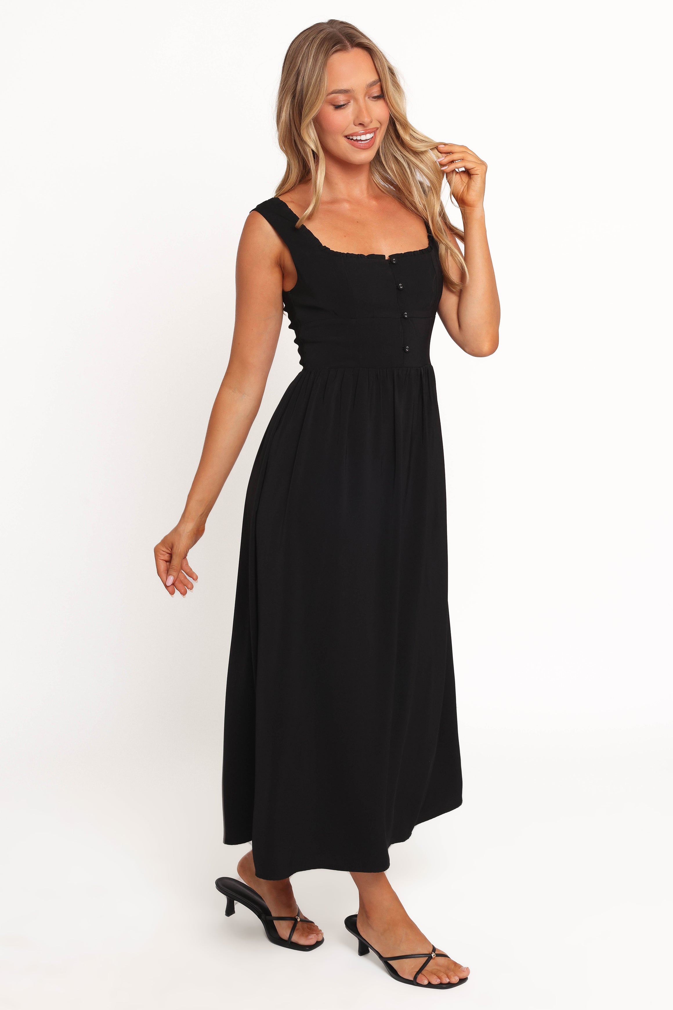 Petal and Pup USA DRESSES Melrose Midi Dress - Black
