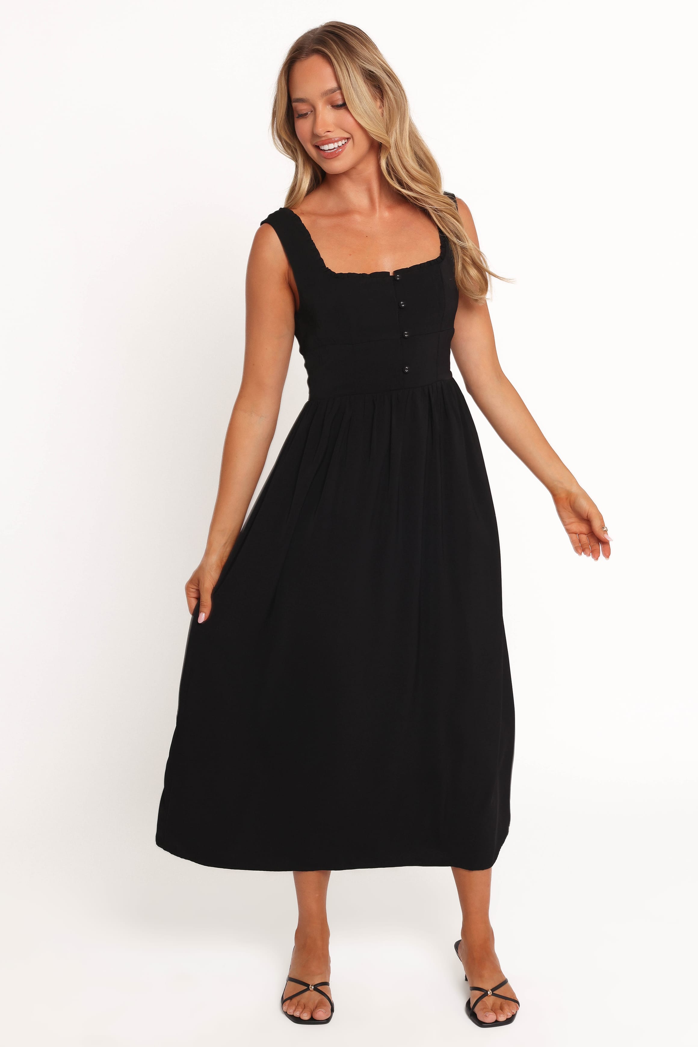 Melrose Midi Dress - Black | Petal & Pup USA Melrose Midi Dress - Black | Petal & Pup USA