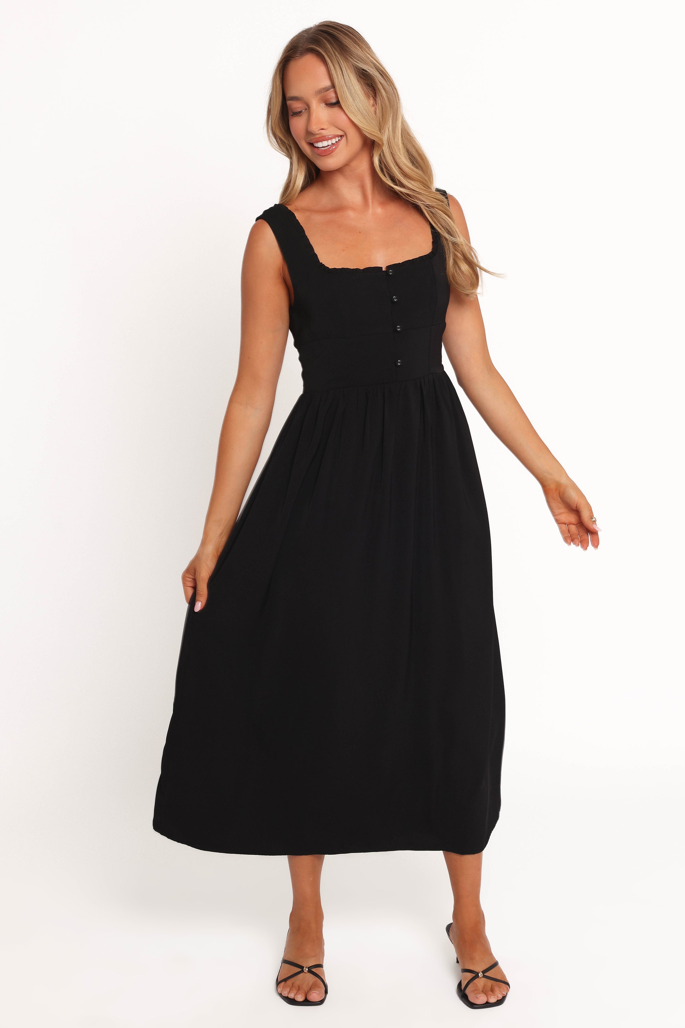 Petal and Pup USA DRESSES Melrose Midi Dress - Black