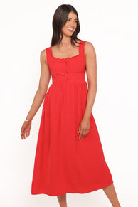 Petal and Pup USA DRESSES Melrose Midi Dress - Red
