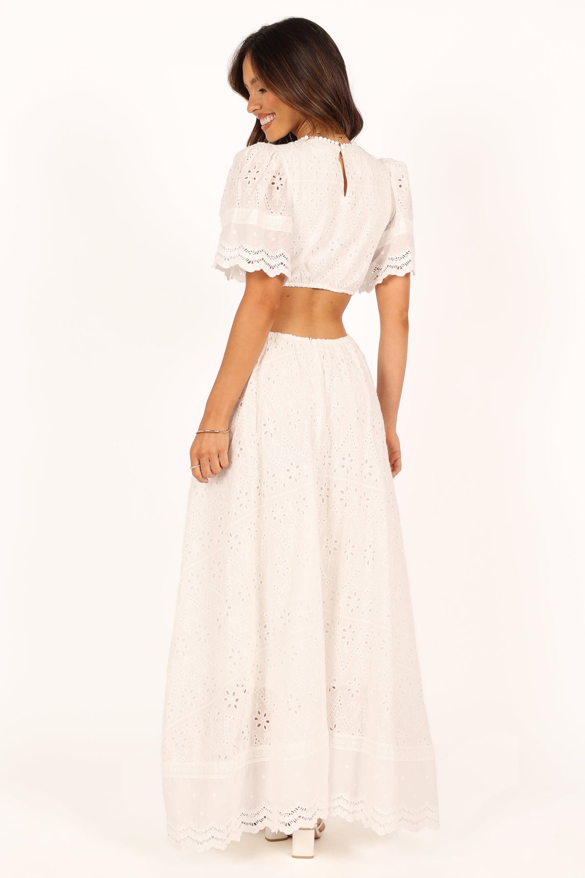 knee length dresses for ladies Merletto Cut Out Maxi Dress - White