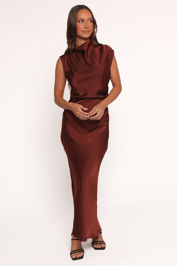 Petal and Pup USA DRESSES Meryn High Neck Dress - Brown