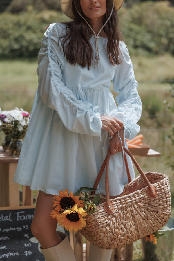 Petal and Pup USA DRESSES Micaela Long Sleeve Mini Dress - Baby Blue
