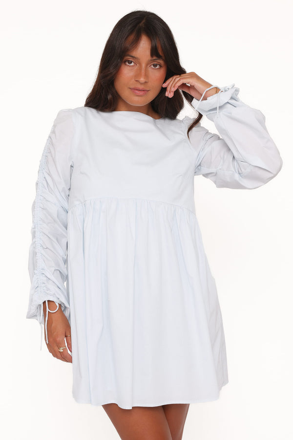 Petal and Pup USA DRESSES Micaela Long Sleeve Mini Dress - Baby Blue
