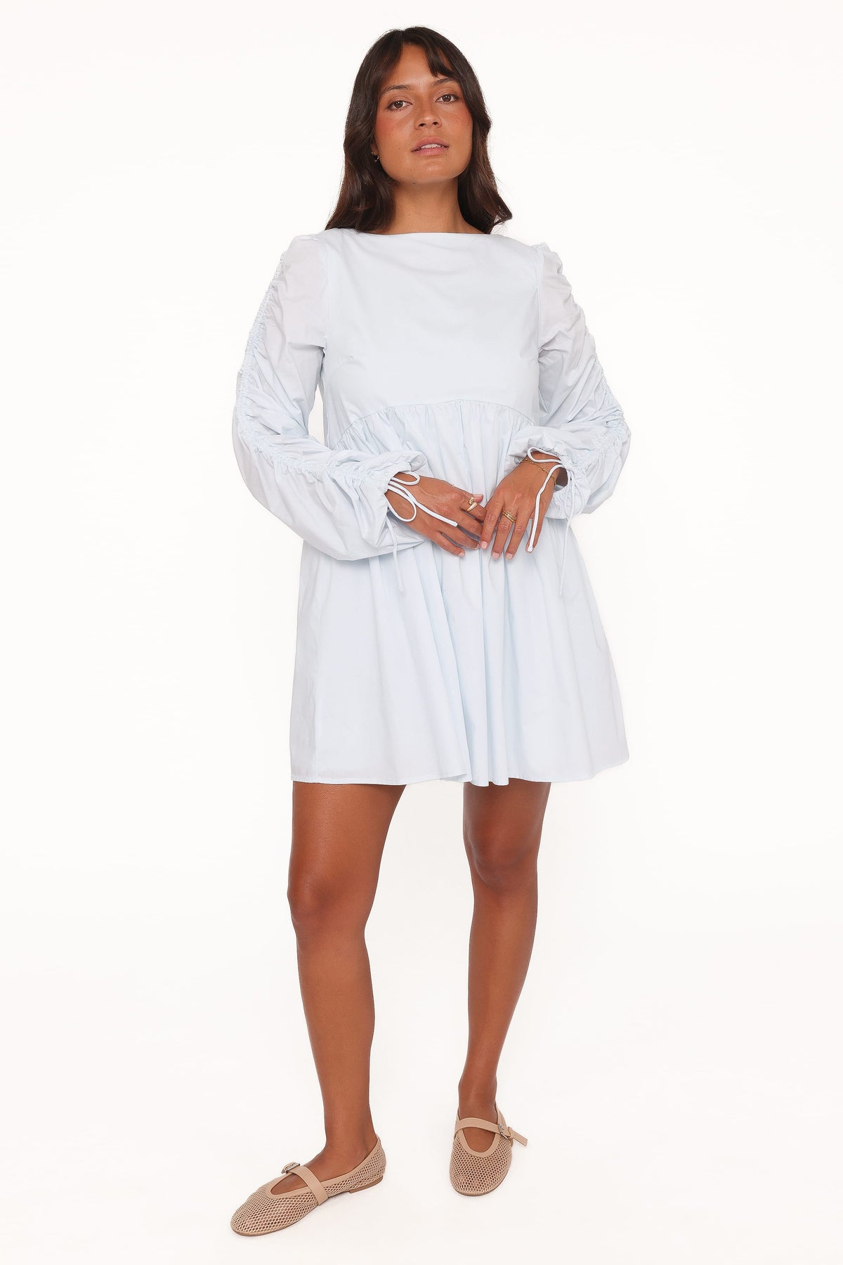 Petal and Pup USA DRESSES Micaela Long Sleeve Mini Dress - Baby Blue