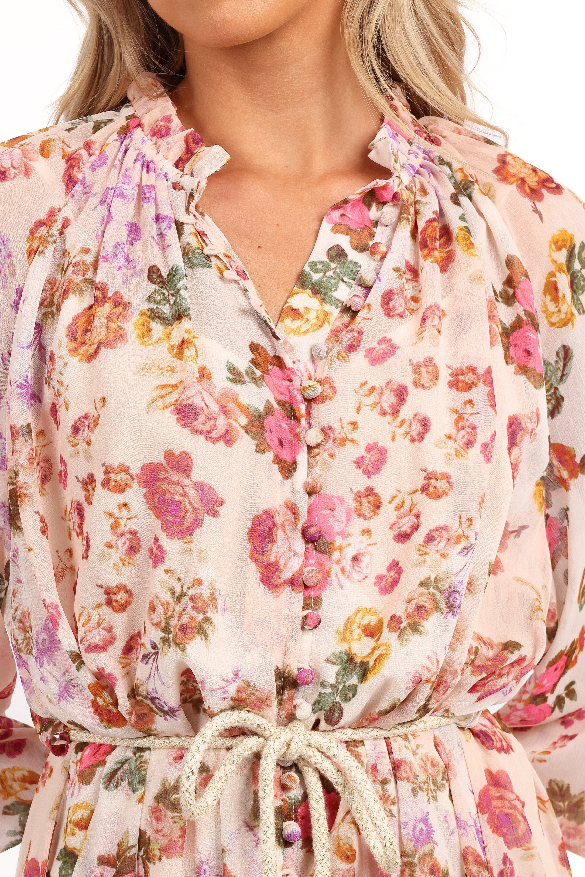 Petal and Pup USA DRESSES Micah Long Sleeve Midi Dress - Blush