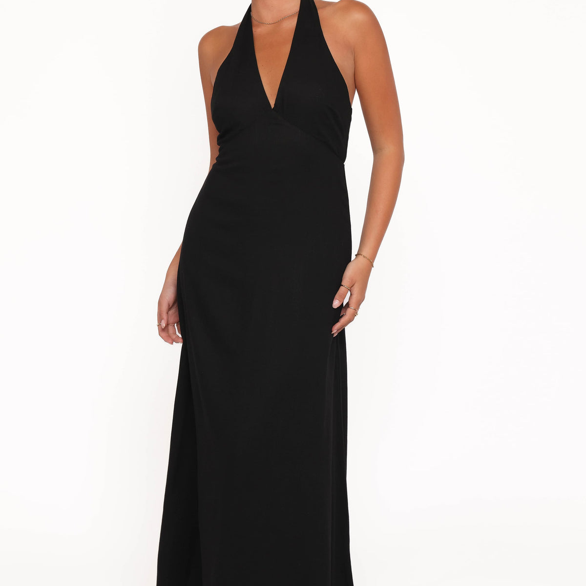 black halter neck backless dress Petal and Pup Michelle Halterneck Dress