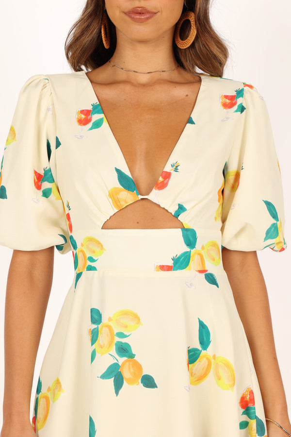 Petal and Pup USA DRESSES Mikaela Mini Dress - Lemon Print