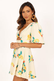 Petal and Pup USA DRESSES Mikaela Mini Dress - Lemon Print