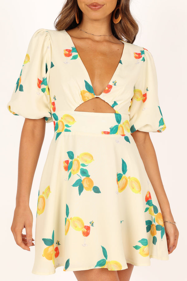 Petal and Pup USA DRESSES Mikaela Mini Dress - Lemon Print