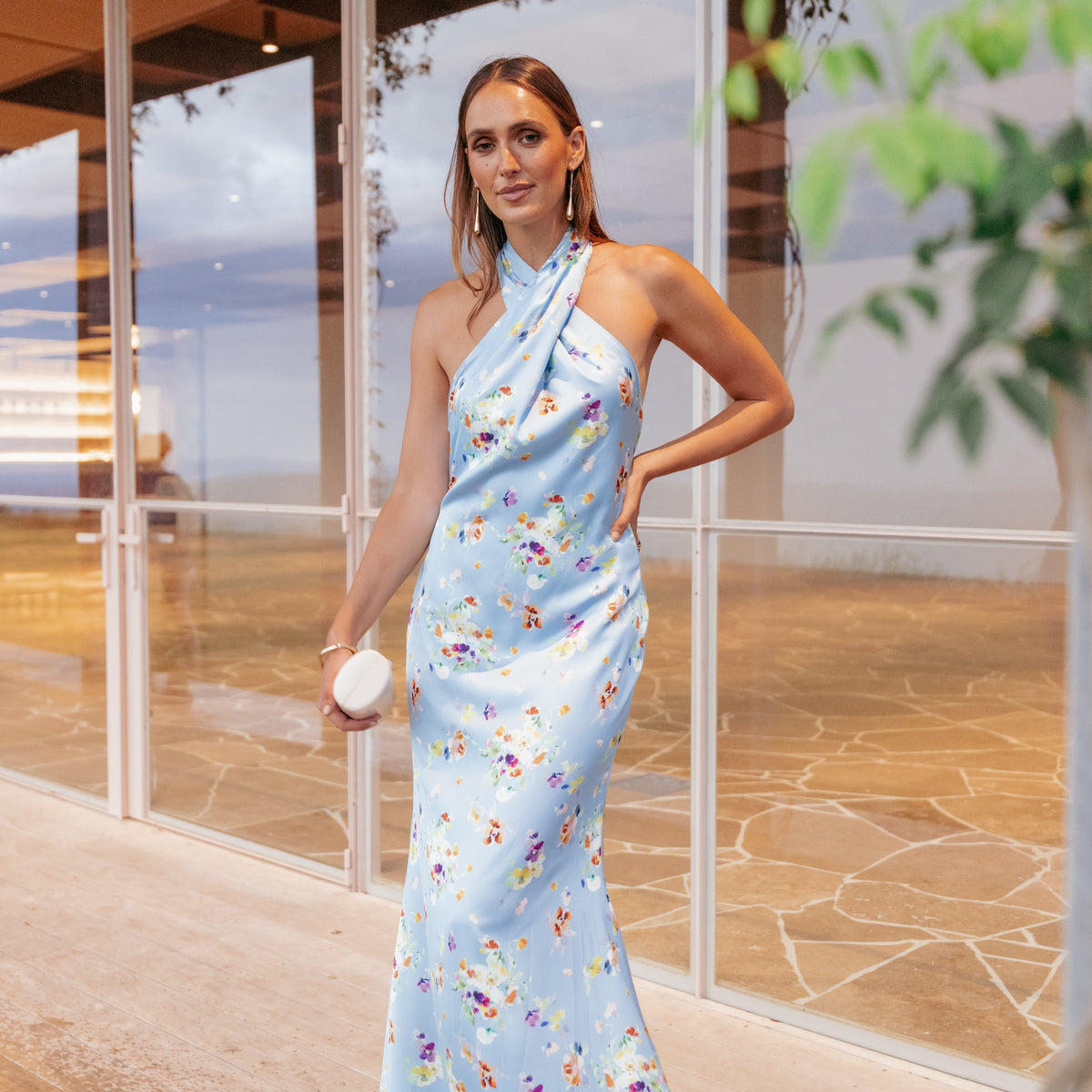 Mila Halterneck Maxi Dress - Cornflower Blue Floral | Petal & Pup USA
