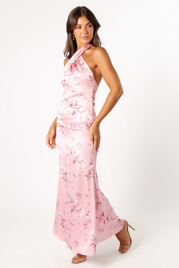 Petal and Pup USA DRESSES Mila Halterneck Maxi Dress - Pink Floral