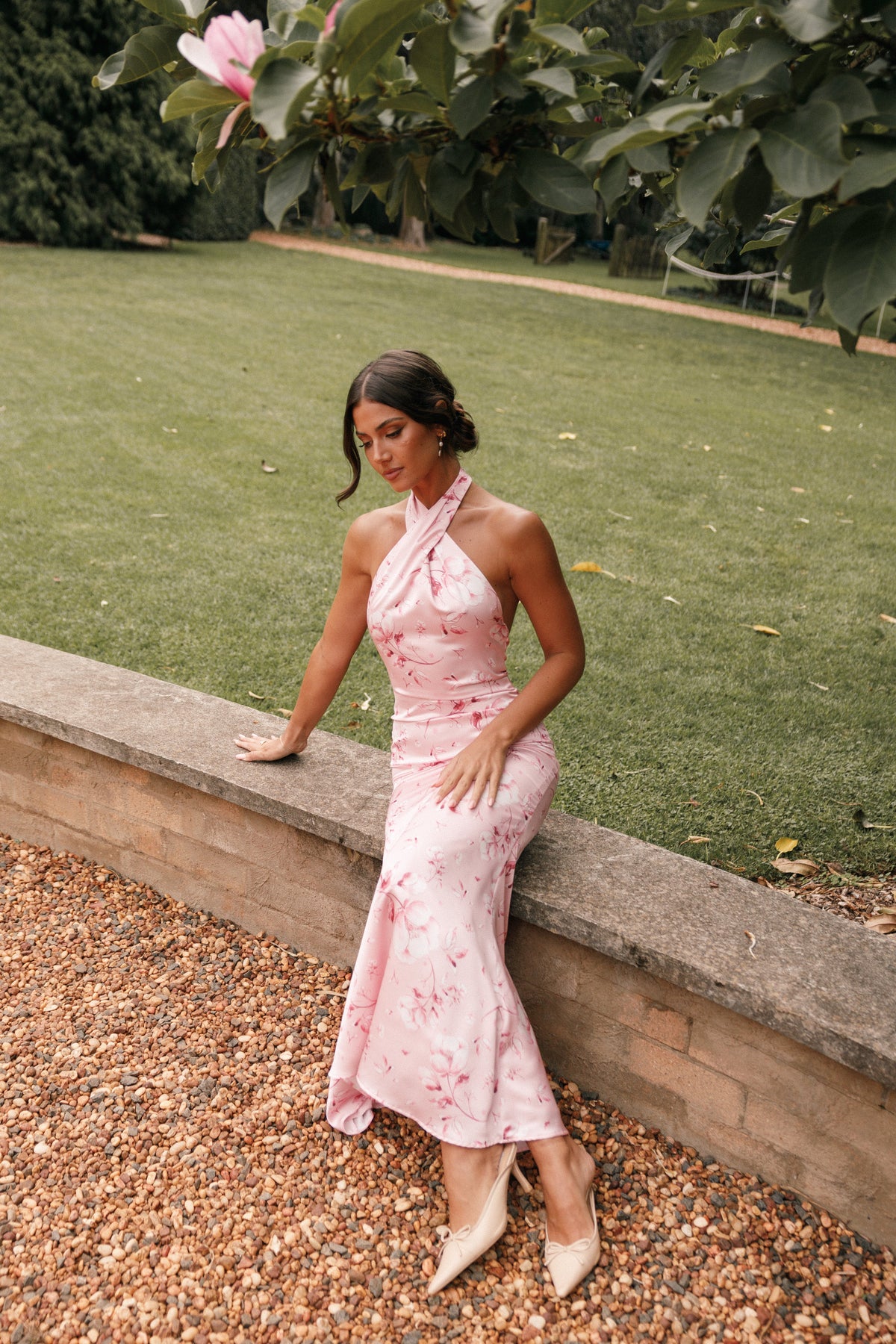 Mila Halterneck Maxi Dress - Pink Floral, XXS, Petal & Pup Mila Halterneck Maxi Dress - Pink Floral, XXS, Petal & Pup