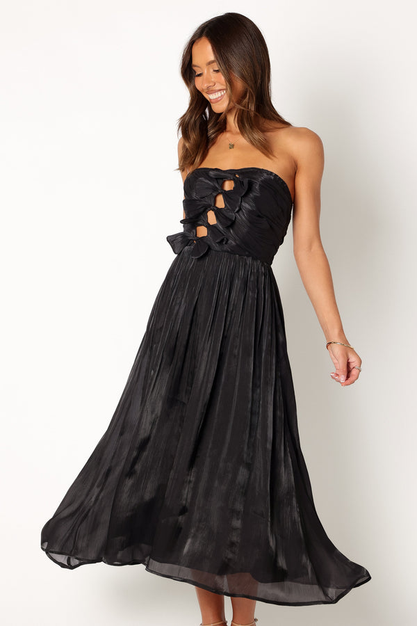 Petal and Pup USA DRESSES Mila Strapless Midi Dress - Black