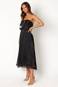 Petal and Pup USA DRESSES Mila Strapless Midi Dress - Black