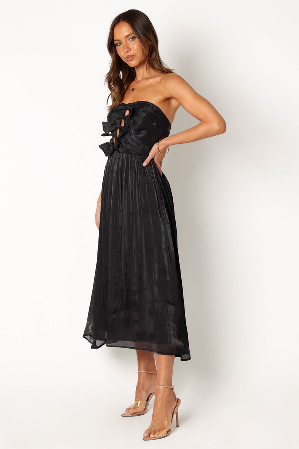 Petal and Pup USA DRESSES Mila Strapless Midi Dress - Black