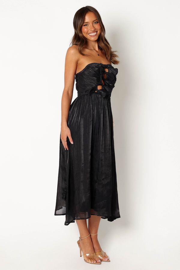 Petal and Pup USA DRESSES Mila Strapless Midi Dress - Black