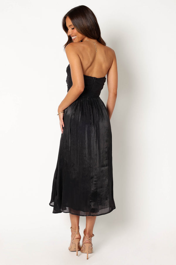 Petal and Pup USA DRESSES Mila Strapless Midi Dress - Black