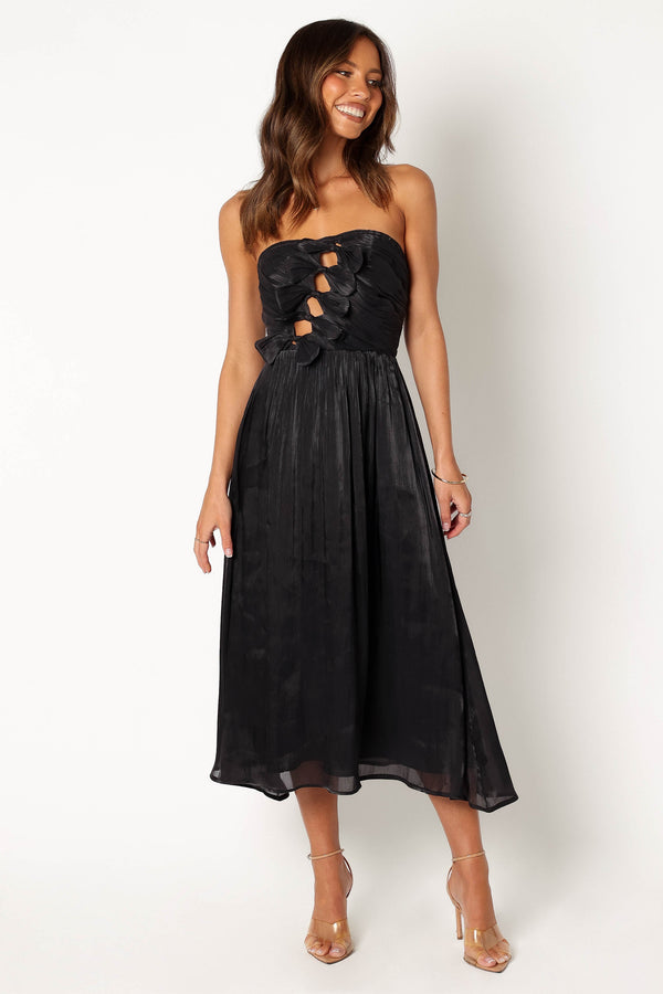 Petal and Pup USA DRESSES Mila Strapless Midi Dress - Black