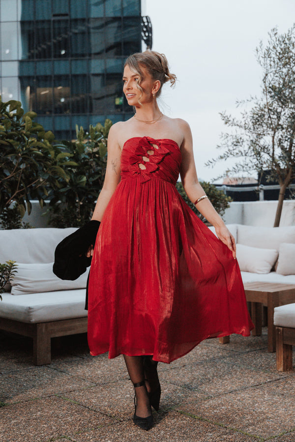 alana one shoulder feather midi dress Alana One Shoulder Feather Midi Dress - Orange