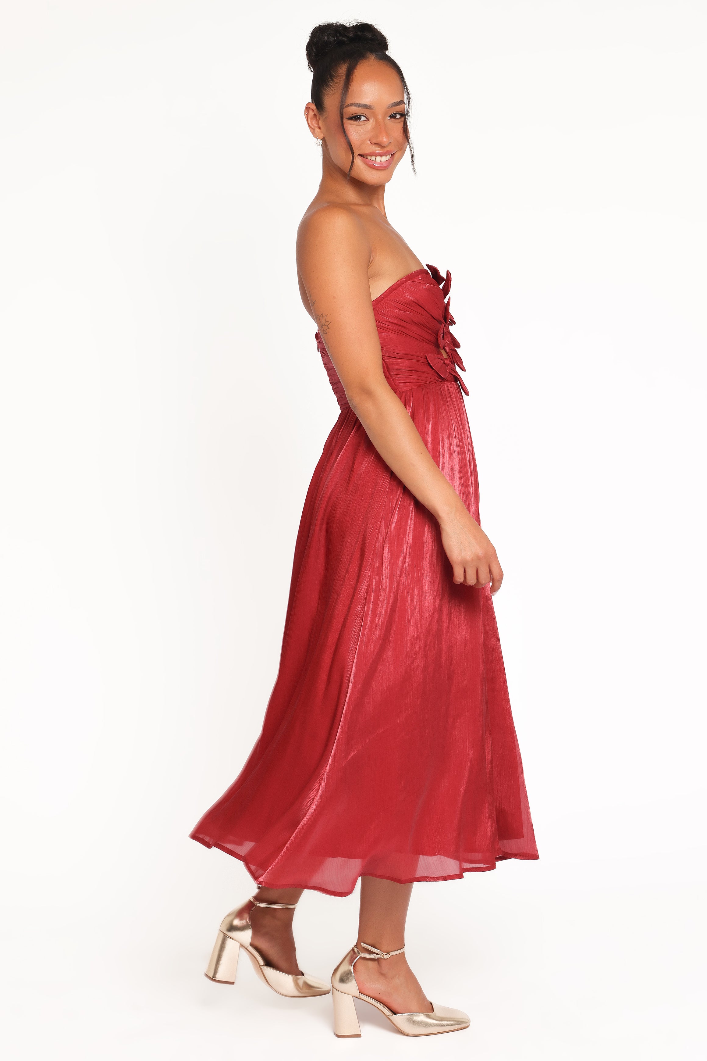 Petal and Pup USA DRESSES Mila Strapless Midi Dress - Red