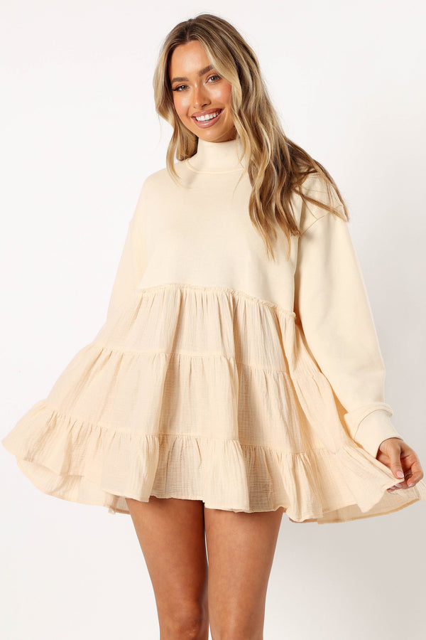 Petal and Pup USA DRESSES Minia Long Sleeve Mini Dress - Cream