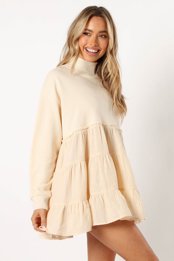 Petal and Pup USA DRESSES Minia Long Sleeve Mini Dress - Cream